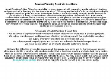 Hot water repair Bunbury.ppt
