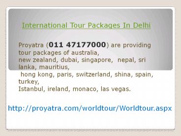International Tour Packages In Delhi