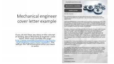 Mechanical engineer cover letter example