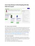 Tips to Save Money in Online Shopping with Daily Deals and Coupons