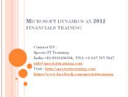 Online Microsoft dynamics ax 2012 financials training