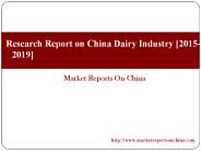 Research Report on China Dairy Industry [2015-2019]