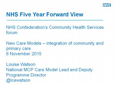NHS Five Year Forward View