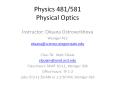 Physics%20481/581%20Physical%20Optics PowerPoint PPT Presentation