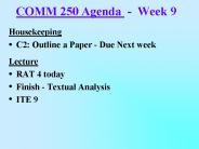 COMM 250 Agenda - Week 9