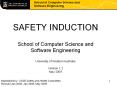SAFETY INDUCTION School of Computer Science and Software Engineering University of Western Australia Version 1.3 May 2009 PowerPoint PPT Presentation