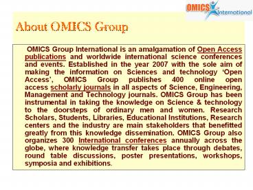 About OMICS Group