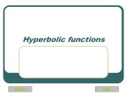 Hyperbolic functions