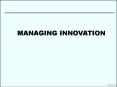 MANAGING INNOVATION PowerPoint PPT Presentation