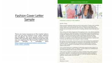 Fashion Cover Letter Sample
