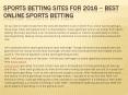 Sports Betting Sites for 2016 – Best Online Sports Betting PowerPoint PPT Presentation