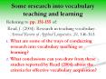 Some research into vocabulary teaching and learning PowerPoint PPT Presentation