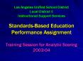 Los Angeles Unified School District Local District E Instructional Support Services Standards-Based Education Performance Assignment  Training Session for Analytic Scoring 2003-04 PowerPoint PPT Presentation