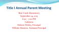 Title I Annual Parent Meeting PowerPoint PPT Presentation