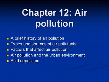 Chapter 12: Air pollution