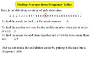 Finding Averages from Frequency Tables