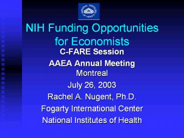 NIH Funding Opportunities for Economists