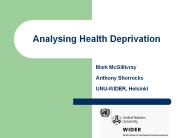 Analysing Health Deprivation