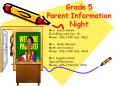 Grade 5 Parent Information Night PowerPoint PPT Presentation