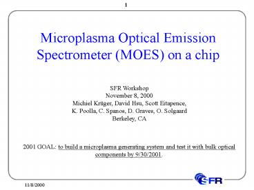 Microplasma Optical Emission Spectrometer (MOES) on a chip