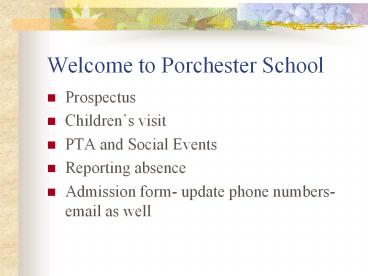 Welcome to Porchester School