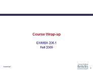 Course Wrap-up