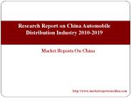 Research Report on China Automobile Distribution Industry 2010-2019