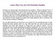 Learn Why You Are Not Mentally Healthy