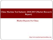 China Machine Tool Industry 2010-2019 [Market Research Report]