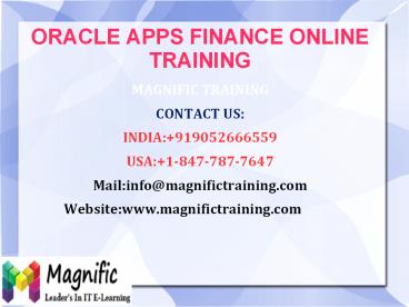Oracle Apps Finance Online Training in South Africa