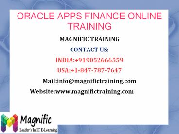 Oracle Apps Finance Online training In Australia