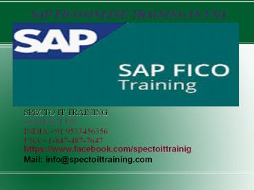 SAP FICO ONLINE TRAINING IN USA