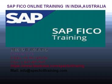 SAP FICO ONLINE TRAINING IN INDIA,AUSTRALIA