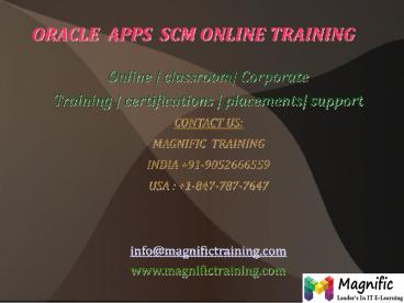 Oracle Apps SCM Online Training In Malaysia