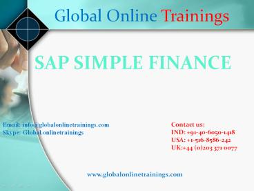 SAP SIMPLE FINANCE TRAINING | SAP SIMPLE FINANCE ONLINE TRAINING