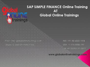 SAP SIMPLE FINANCE TRAINING | SAP SIMPLE FINANCE ONLINE TRAINING