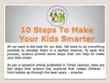 10 Steps To Make Your Kids Smarter