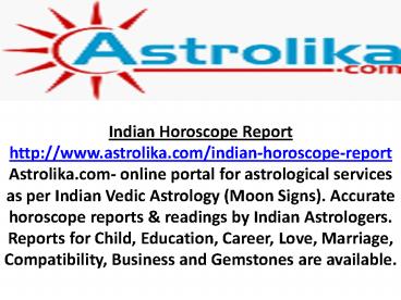 Indian Horoscope Report