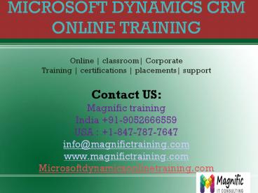 Microsoft Dynamics CRM Online Training in Singapore