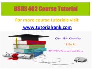 BSHS 401 Potential Instructors / tutorialrank.com