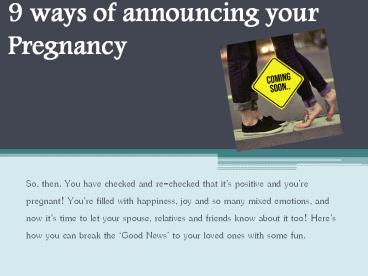 9 ways of announcing your Pregnancy