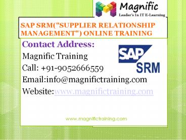 SAP SRM ONLINE TRAINING IN CANADA|AUSTRALIA|GERMANY