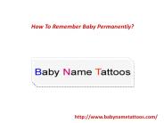 How To Remember Baby Permanently?