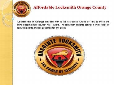 Affordable Locksmith In California Orange County