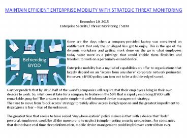Maintain Efficient Enterprise Mobility with Strategic Threat Monitoring