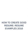 How to create good resume PowerPoint PPT Presentation
