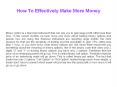 How To Effectively Make More Money PowerPoint PPT Presentation