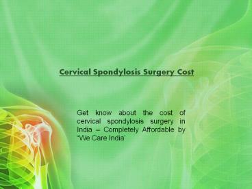 Cervical Spondylosis Surgery Cost