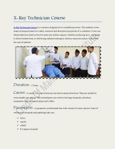 Radiography and Imaging Courses College in Delhi