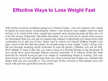 Effective Ways to Lose Weight Fast